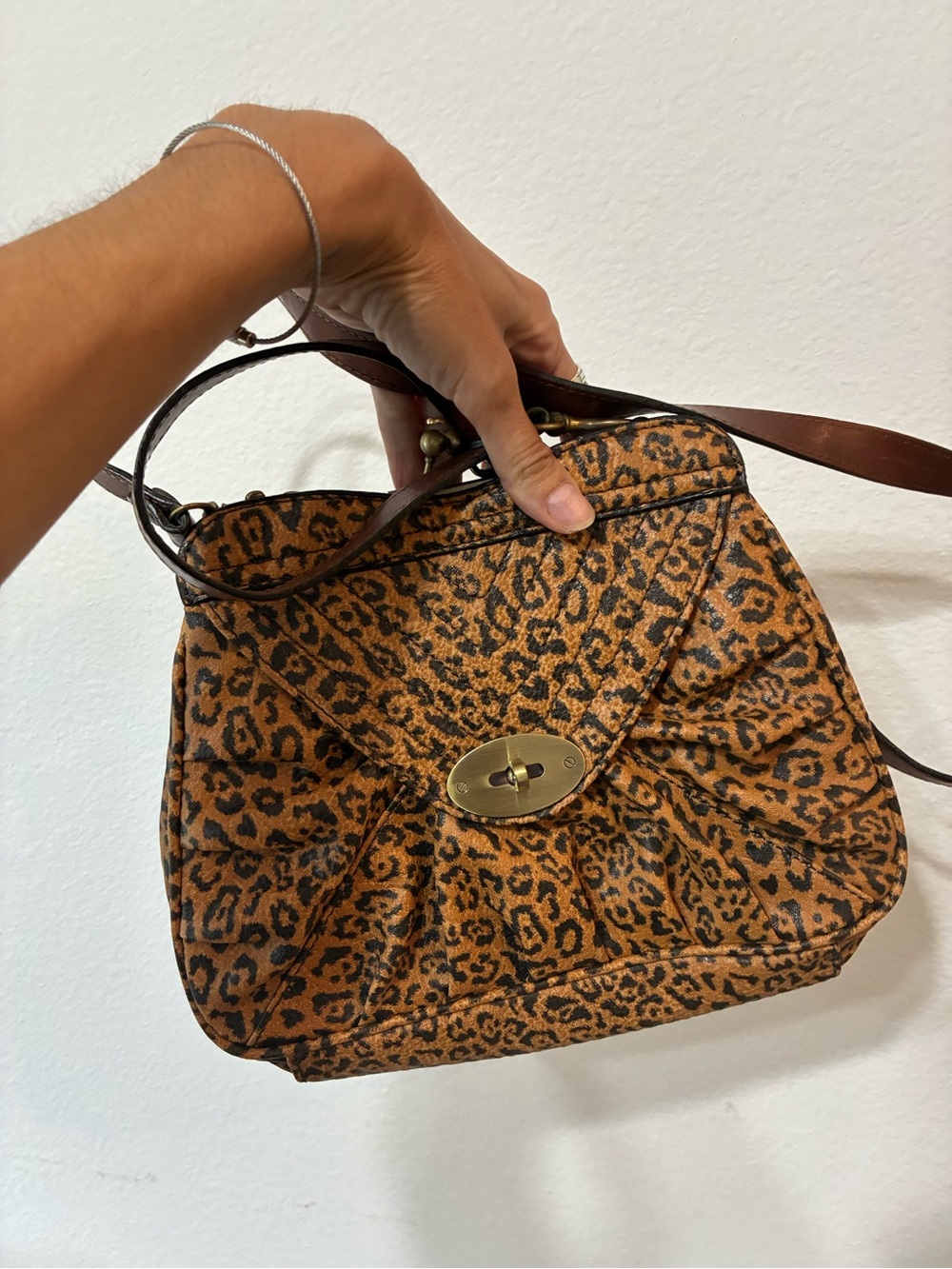 Leopard Print Crossbody Shoulder Bag - Brown